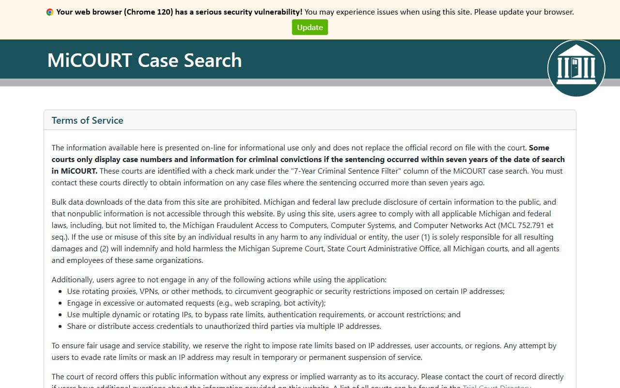 Gladwin County court records after arrest MiCOURT case search